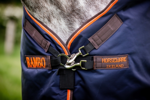 Horseware Rambo Original lite 100 g mit Beinausschnitt navy/ orange