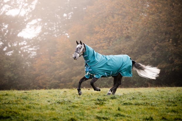 Horseware Amigo Bravo 12 Plus lite 100g mit Halsteil Disc storm green