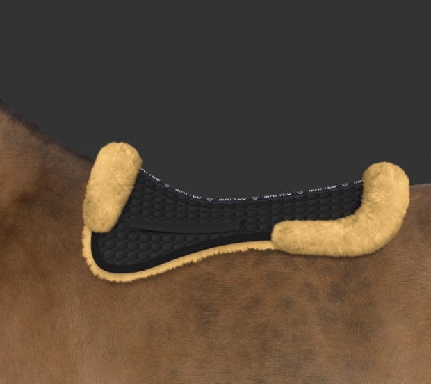 MATTES EWWA Lammfell Sattelkissen Fellrand vorne/ hinten schwarz/ natur