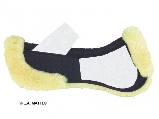 MATTES EWWA Sattelkissen + Correction System, mit Lammfellrand vorne/ hinten schwarz/natur