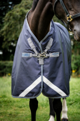 Horseware Rambo Optimo Weidedecke ohne Füllung Navy/Thunderstorm Grey & Silver